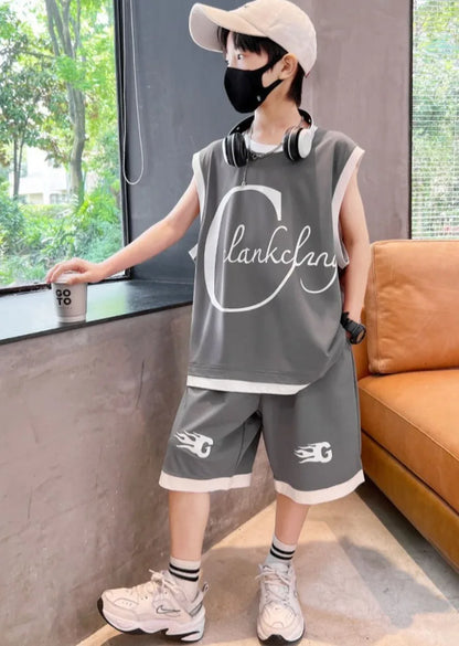 Sports Quick-dry Thin Vest Sets for Boy 2025 Children's Clothing Casual Clothes New Summer Year Old Cotton Set Boy's Outdoor Top