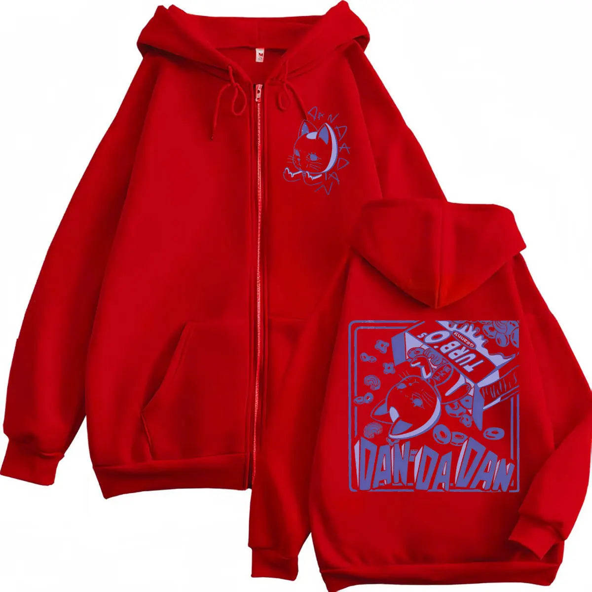 Anime Dandadan Turbo Granny Double Sided Print Zipper Hoodie Japanese Manga Style Zip Up Sweatshirts Men Women Casual Pullovers