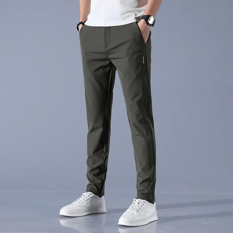 2026 Spring Summer Men's Ice Silk Golf Casual Slim Straight Thin Trousers Male Fashion Stretch Breathable Jogging 28-38