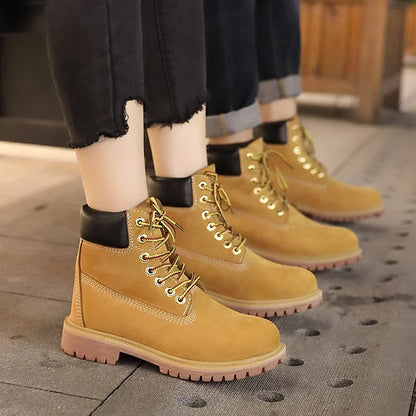 Anti-Slip High-Top  Boots Men's Winter Fce Lined Workwear Boots Briti Sle Boots Rubber Outsole Leather Upper