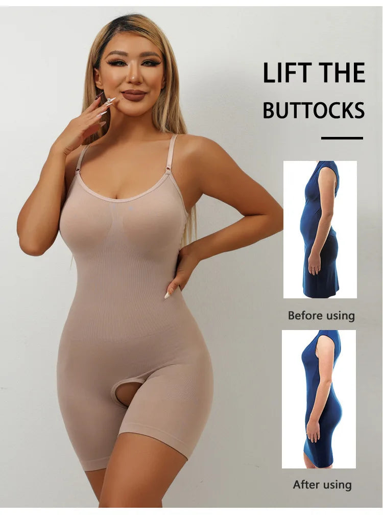 Bodysuit Shapewear Women Tummy Control Full Body Shaper Seamless Open Crotch Shorts Waist Trainer Butt Lifter Slimming Underwear