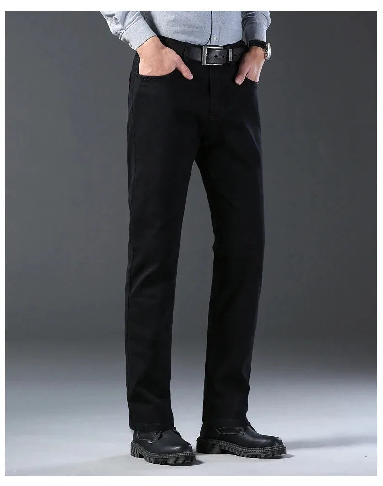 2026 Classic Men Straight Jeans Homme Pantalon Streetwear Soft Black Blue Masculino Denim Mans Pants