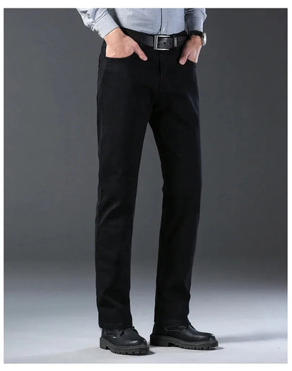 2026 Classic Men Straight Jeans Homme Pantalon Streetwear Soft Black Blue Masculino Denim Mans Pants