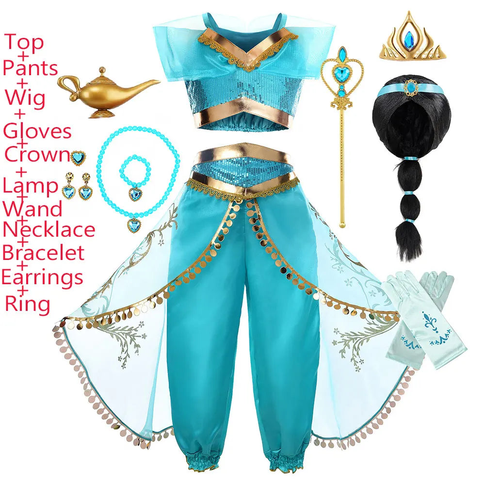 2026 Venice Carnival Rio Canaval Costume Play Jasmine Princess Dress up Girls Birthday Party Fancy Aladdin Role Playing Apparel