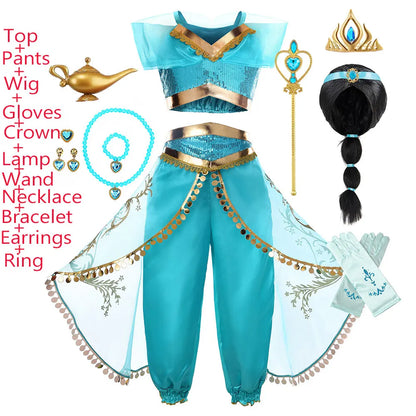 2026 Venice Carnival Rio Canaval Costume Play Jasmine Princess Dress up Girls Birthday Party Fancy Aladdin Role Playing Apparel