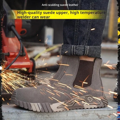 steel toe work boots for men industrial construction work protection shoes anti smash anti puncture safety shoes without laces