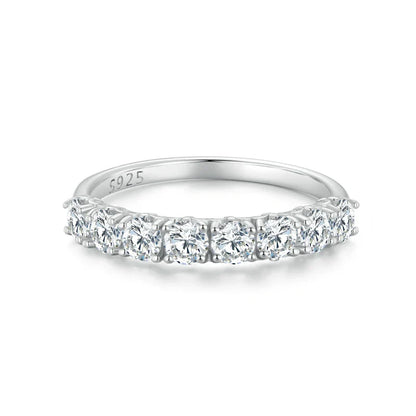 Moissanite Ring Lace Band 925 Sterling Silver Half Eternity Stackable Ring D Color for Women Engagement Retro Gift