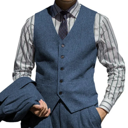 Men Suit Green Herringbone Single Button Waistcoat For Wedding Birthday Banquet Business Daily Work Set Men Suit Vest