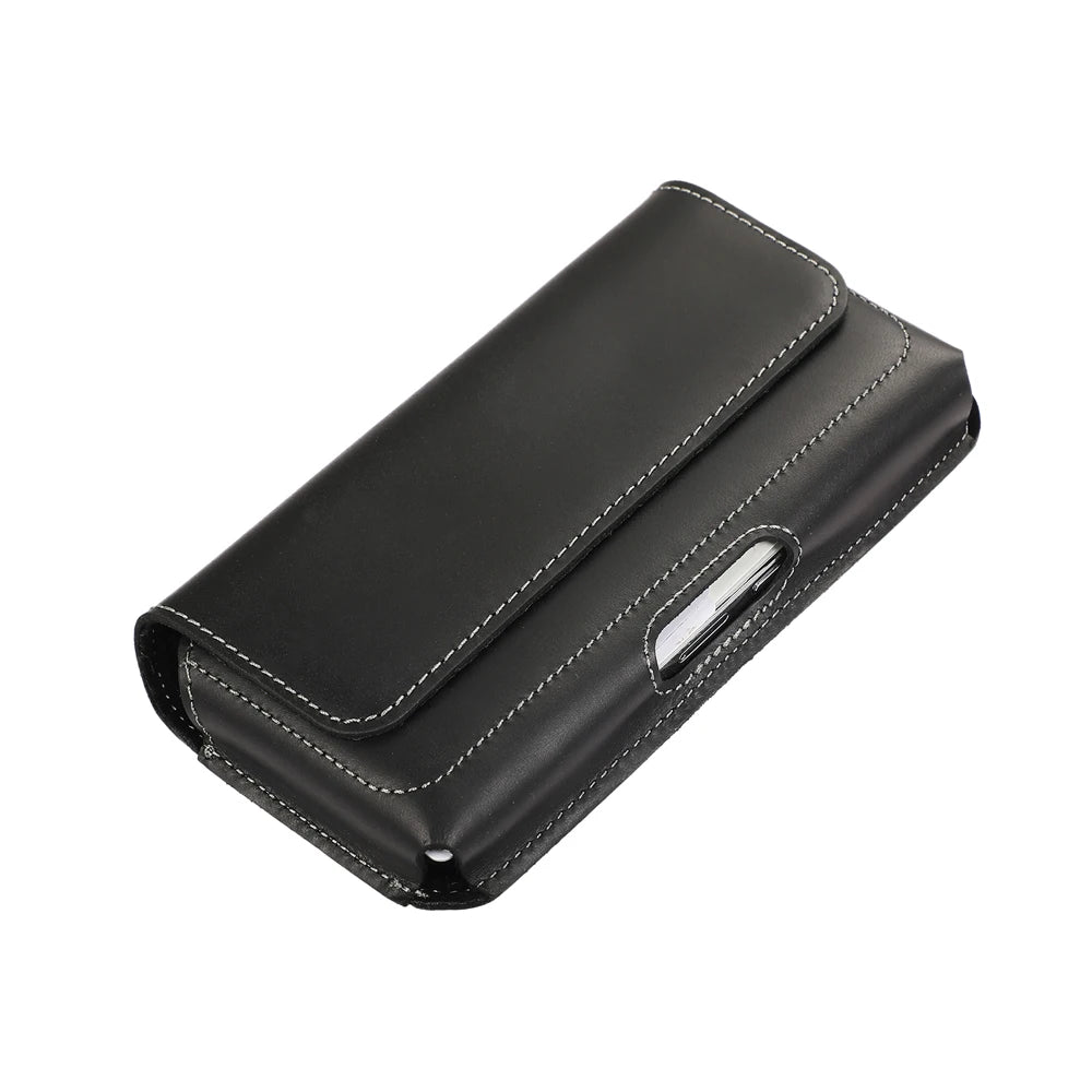 Phone Holster Belt Clip Case Holder Genuine Leather Pouch Waist Bag for Samsung S26 Ultra S26 for iPhone 17 16 15 14 13 Pro Max
