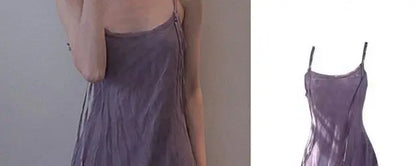 Slimming Effect Purple Mesh Ankle-Length Dress Women's plus Size Strapless Gown Korean Style High Waist A-Line Skirt