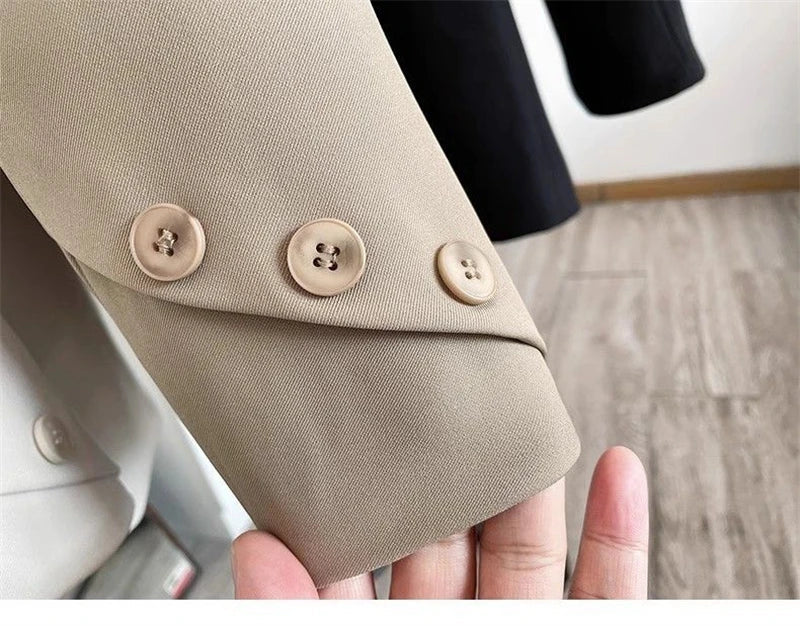 Women Blazers 2025 New Spring Autumn Loose Casual Suit Jackets Double Breasted Suit Collar Fashion Chic Cuff Design Female Tops