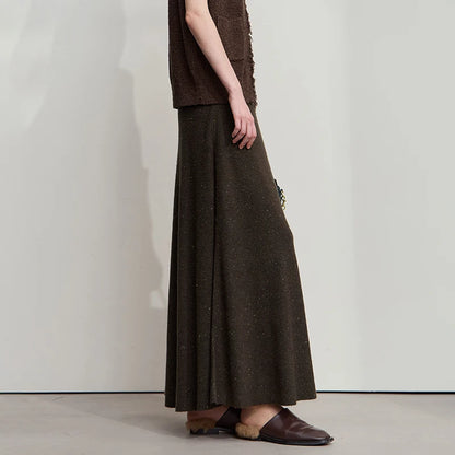 Knitted Skirts For Women 2025 Spring New Gentle A-line Long Skirt Loose Solid Color Elegant Versatile Woman Clothes12553045
