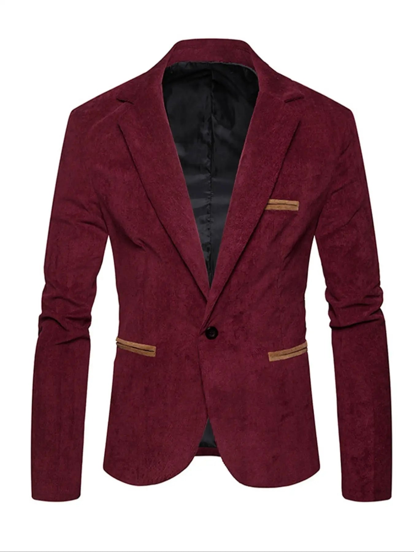 Men's Corduroy Blazer Jacket Medium Thick Business Suit Spring & Fall Season Fitted Design Woven Fabric Style