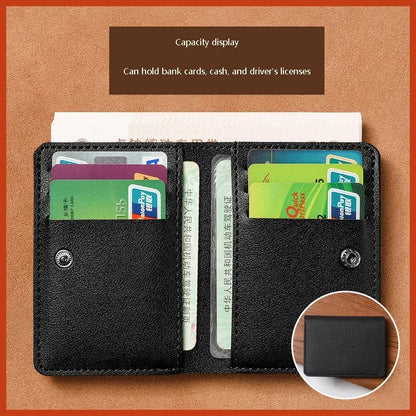 2025 Soft Leather Mini Wallet – Slim Foldable Card Case with Snap Closure for Women & Men