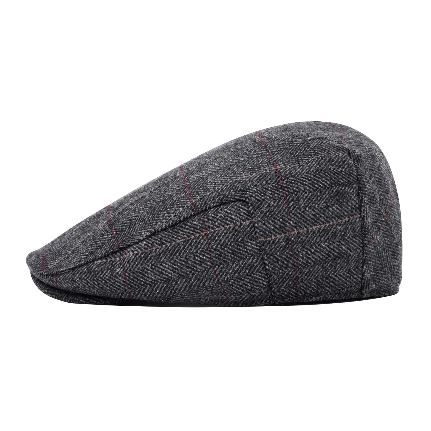 Men's Herringbone Flat Ivy Newsboy Hat Wool Blend Gatsby Cabbie Cap