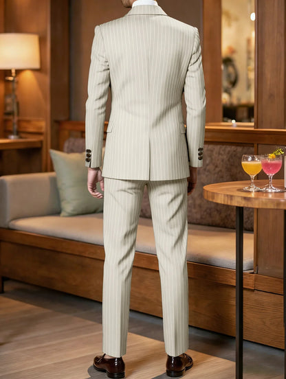 Men's Suit Sets Men's Striped Suits Dress Pants for Business Dinners and Weddings