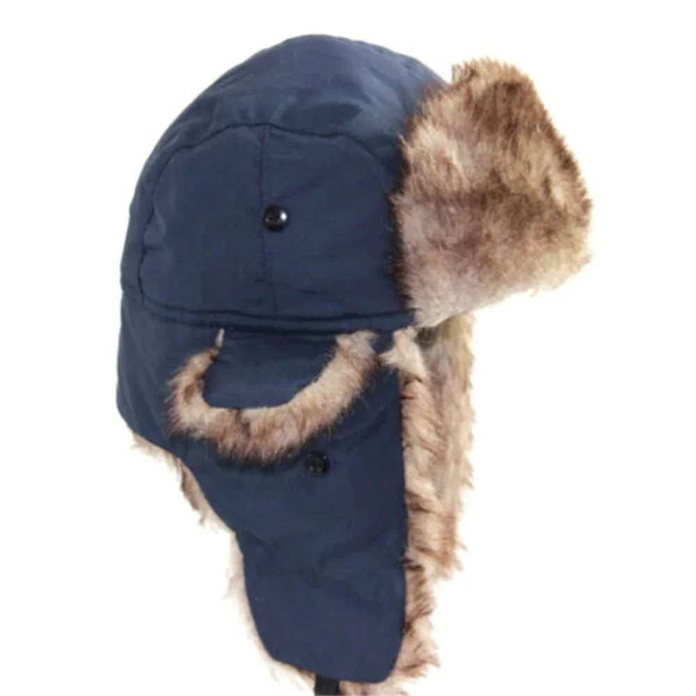 Warm Russian Aviator Trapper Cap with Earflap Outdoor Winter Knit Hat Unisex Stylish Cold Weather Headwear