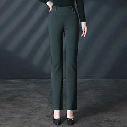 Black Women's High Waist Stretch Suit Pants, Fashion Slim Trousers, Purple Green Brown Pantalones, Asian Size M-6XL