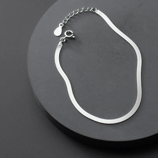 Bracelet ou Cheville Classique en Argent Sterling 925 pour Femme, Chaîne Os de Serpent Réglable, Bijoux Fins, Modèle 2020