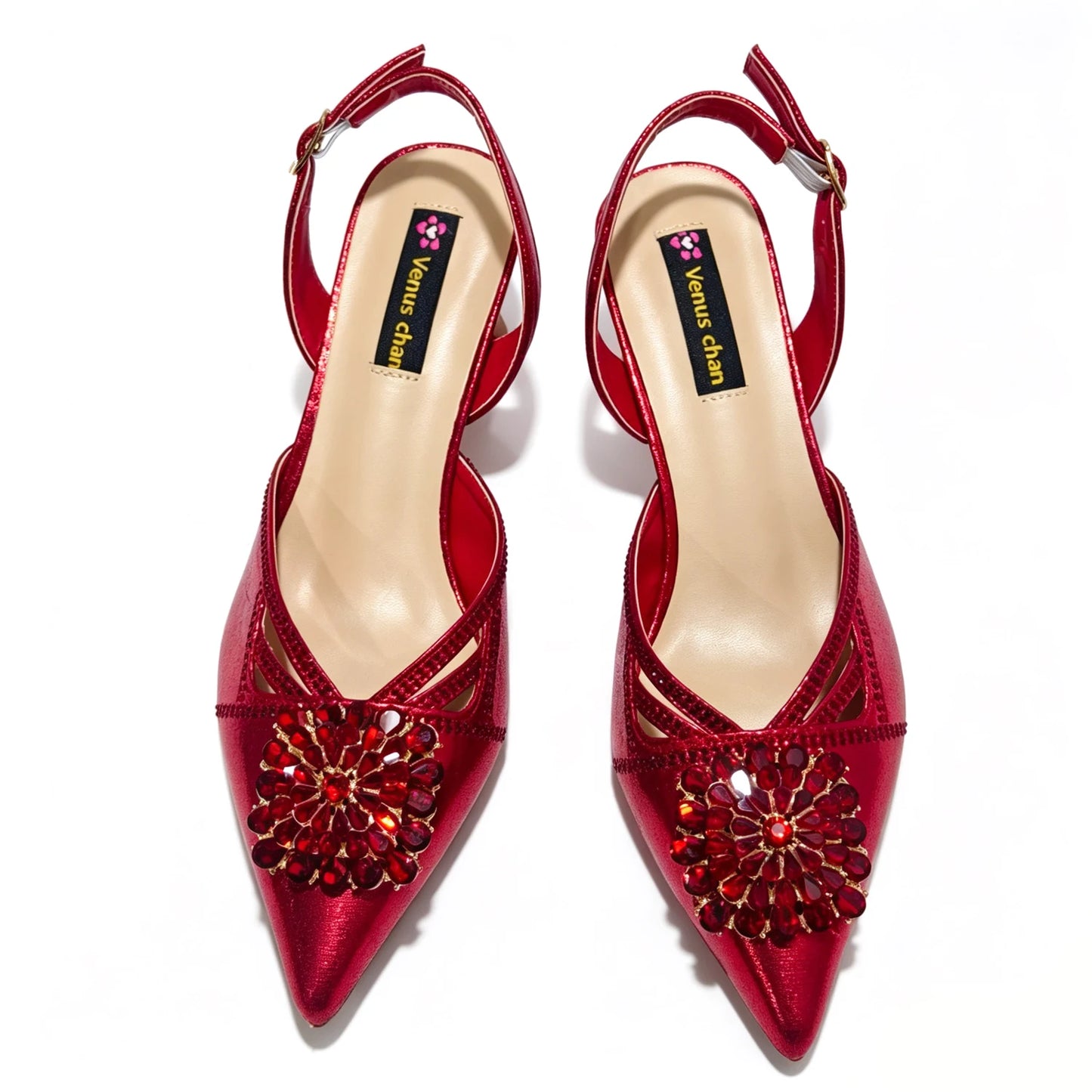 Shiny Red Color Shoes and Bag Elegant Handbags and Medium Heel Shoes Beautiful Handmade Shoes for Wedding Party