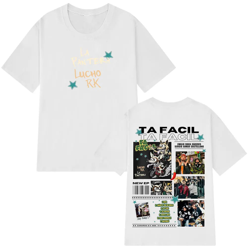 Ta Facil New Album 2025 La Panter Lucho Rk Fashion Print Tees Men Women Harajuku Hip-hop T-shirts Loose Casual Cotton T-shirts