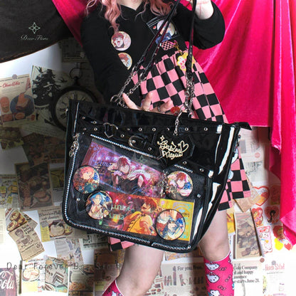 Aesthetic Underarm Ita Bag Streetwear Girl Transparent Shoulder Bag Heart Shape Chic Chain Handbag DIY Display Crossbody Bag