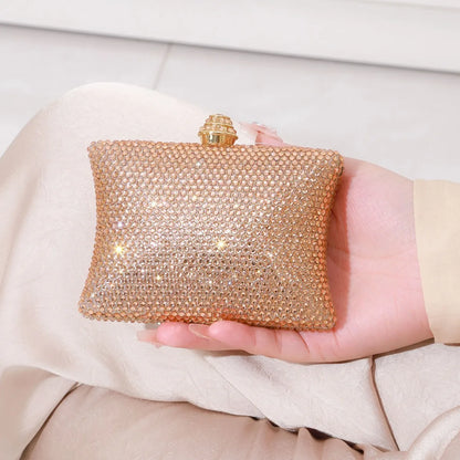 Diamond Crystal Handbag Evening Bag Cross-Border Wedding Ladies Party Shell Shape Polyester Handheld Bag with Lock Buckle