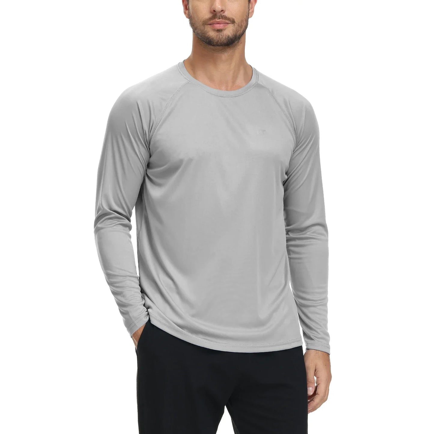 Men UPF 50+ Long Sleeve T-Shirt, Rash Guard Breathable Tops, Pullover Shirt for Sport Fishing Hiking Running Beach Surfing