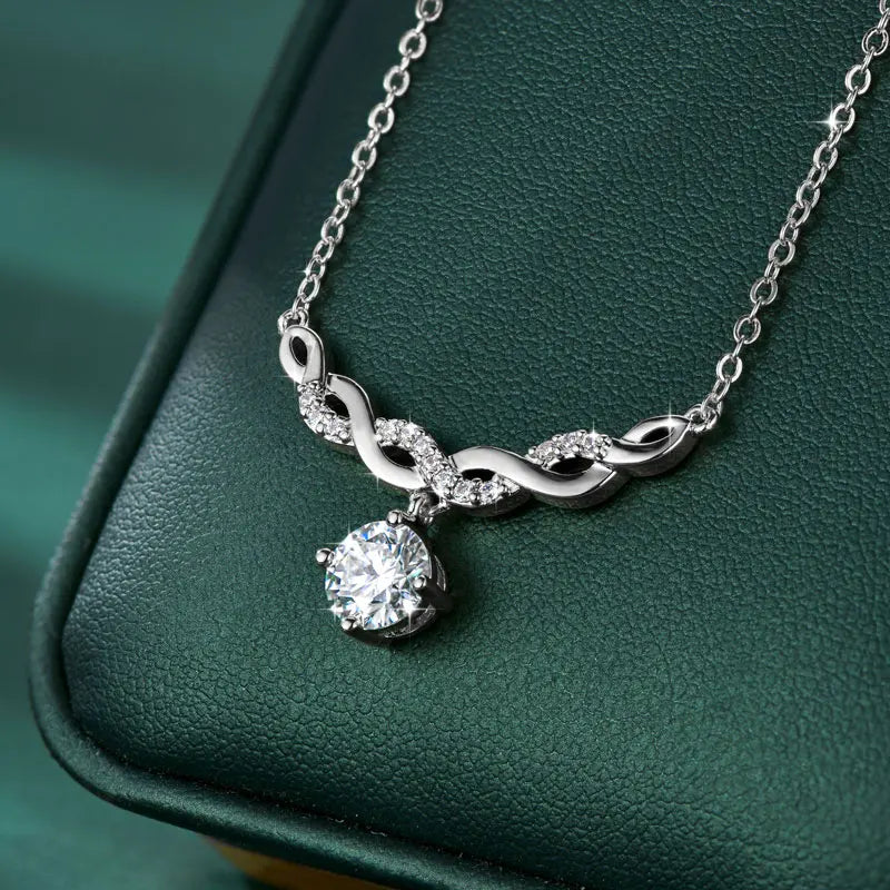 Sparkling 6.5MM Moissanite Necklace 14K Gold Filled Infinity Pendant Necklaces for Women Valentine's Day Jewelry Gift