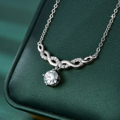 Sparkling 6.5MM Moissanite Necklace 14K Gold Filled Infinity Pendant Necklaces for Women Valentine's Day Jewelry Gift
