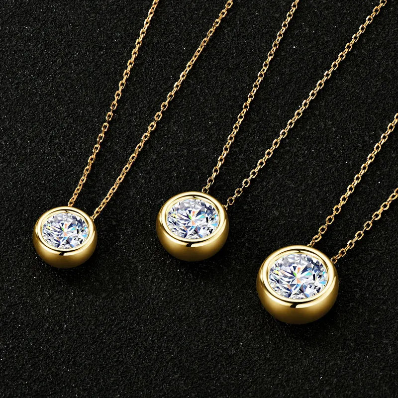 Certified Solitaire Bubble Moissanite Necklace For Women 925 Sterling Silver Chain Necklaces Jewelry Collare Mujer