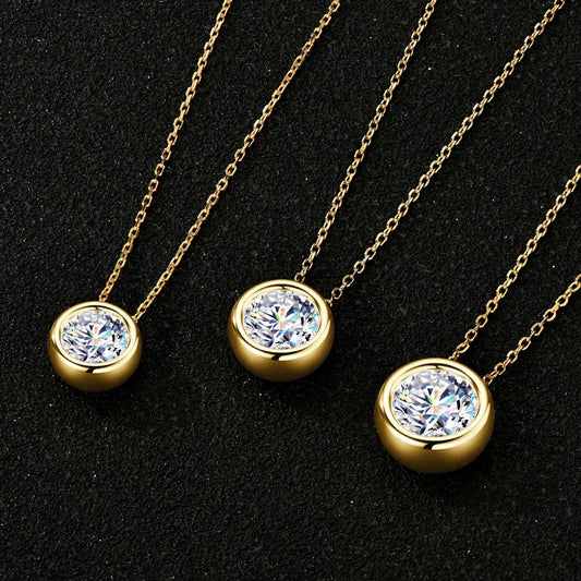 Certified Solitaire Bubble Moissanite Necklace For Women 925 Sterling Silver Chain Necklaces Jewelry Collare Mujer