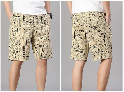 Men‘s Streetwear Casual Shorts Holiday Bermuda Shorts Elastic Waist Golf Shorts Relaxed Fit Cotton Drawstring Sweat Shorts