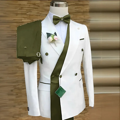 Bespoke Custom White Black Wedding Suit For Men New Design Slim Fit Groom Best Man Wedding Tuxedo Formal Prom Wear 2 Pieces Set