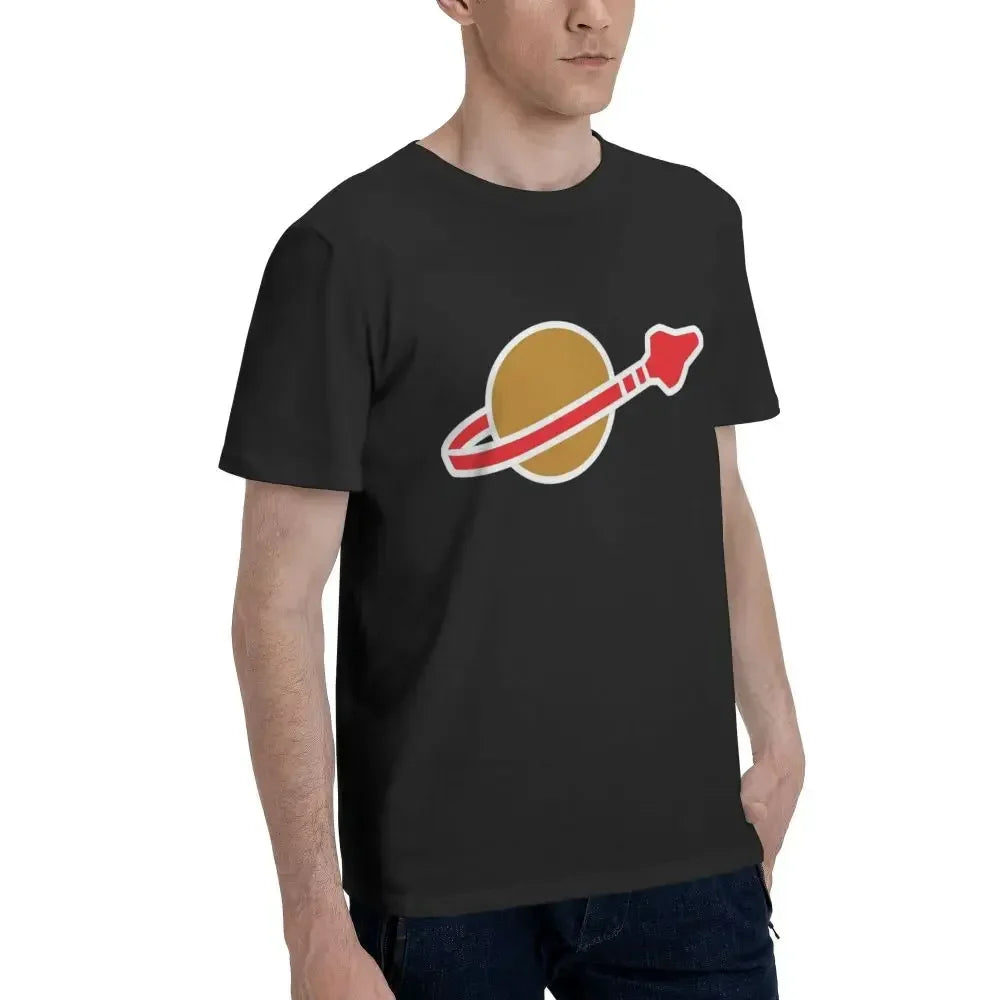 Classic Space Logo 100% Cotton T-shirt Male Classic T Shirts Men Round Neck Short Sleeve S-6XL