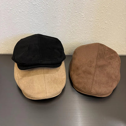 Chamois Leather Berets Women Spring Autumn Winter Berets Adjustable Y2k Forward Hat Korean Style Flat Newsboy Cap Spicy Girls