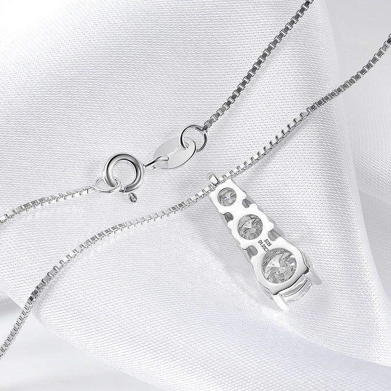 1.8CT Moissanite Pendant for Women Men Sparkling Diamond Necklace 3 Stones Solid Silver 925 Jewellery Luxury Quality GRA