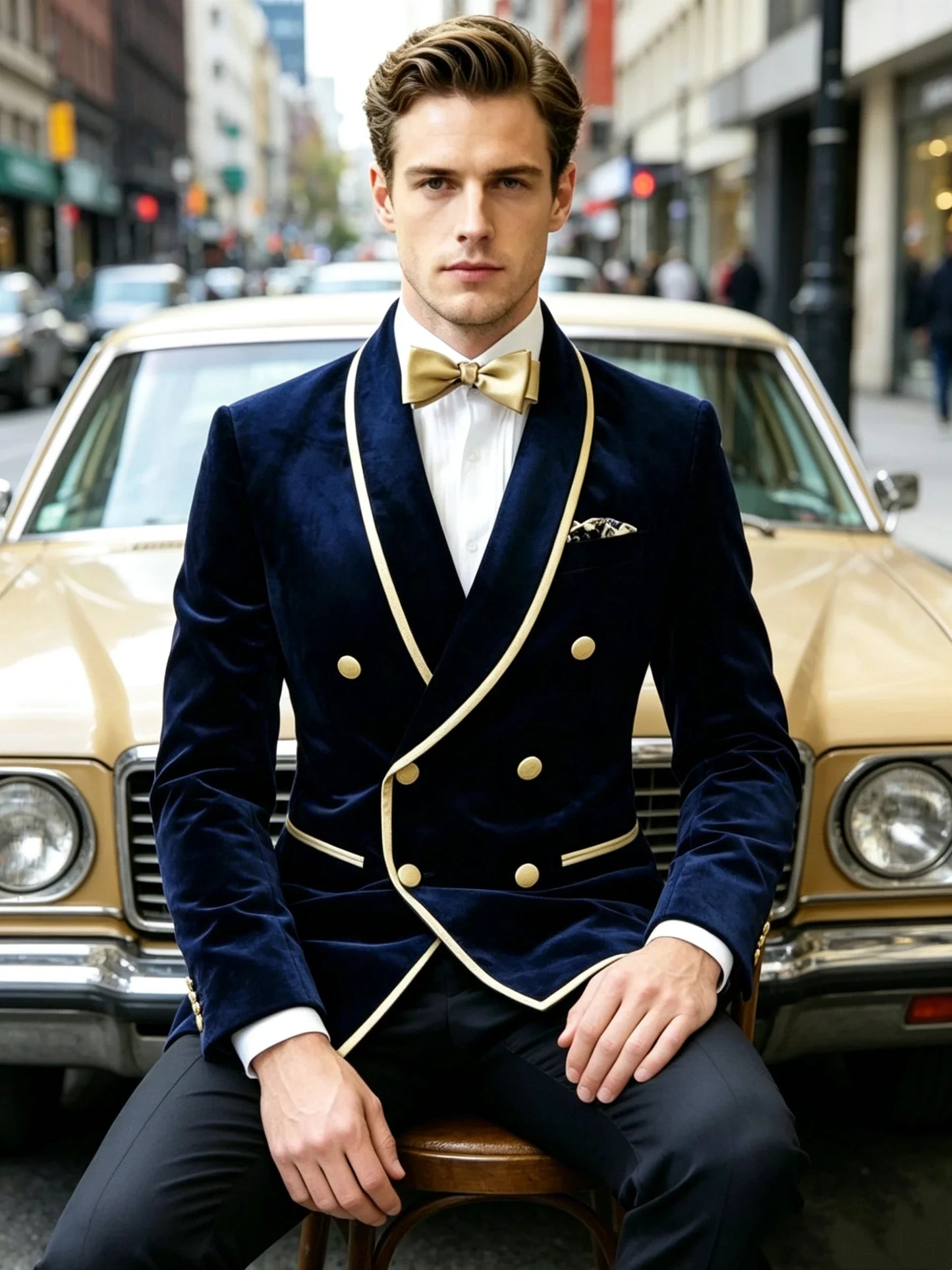 Slim Fit Velvet Men's Double Breasted Wedding Blazer Shawl Lapel Suit Jacket for Party Prom Business One Coat Outwear Outfits