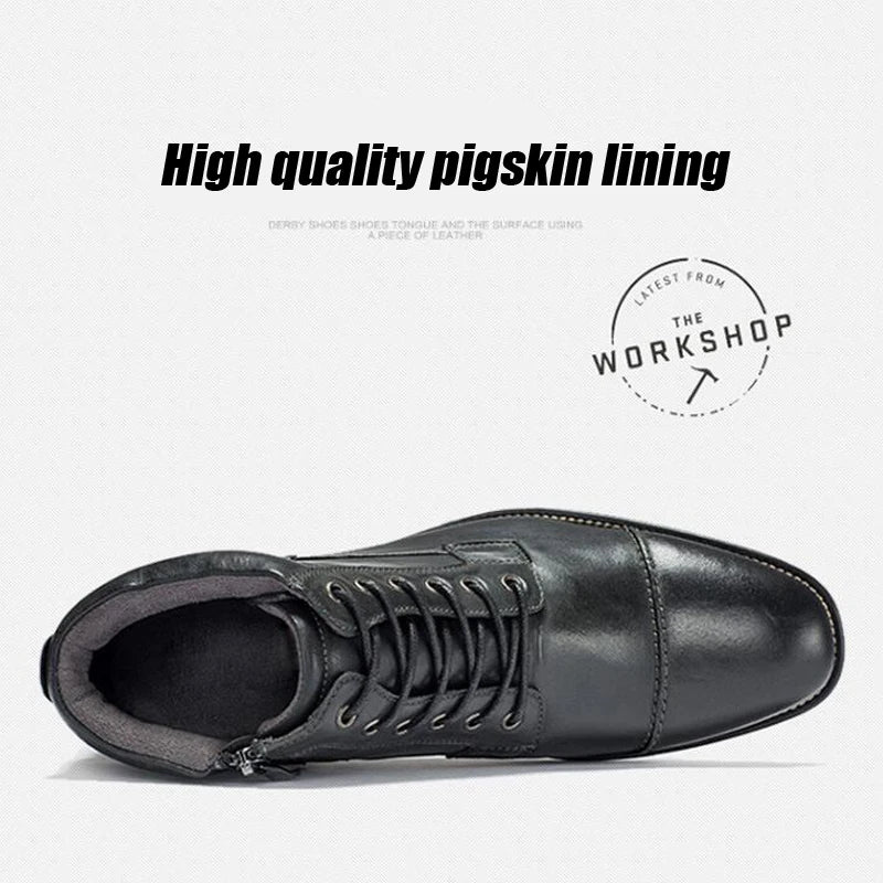 ZFTL New Men Ankle boots Handmade men Chelsea Genuine Leather Men boots Lace-up male Casual high-top boots big size 2025