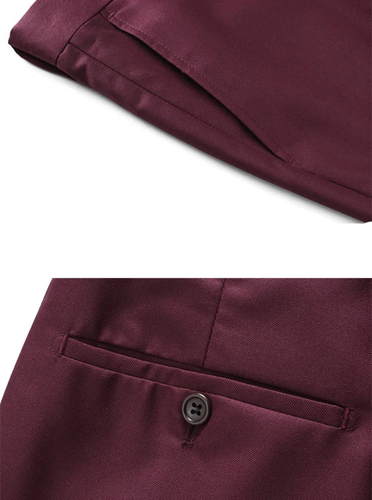2026 New Men's Middle Waist Pants, 25 Color Choice, Elegant Office Men Trouser, Modest Green Pink Yellow Asian Size M-6XL