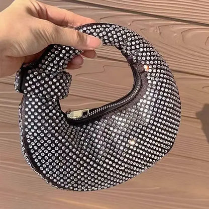 New Small Niche Design Diamond Dumpling Handbag Women's Socialite Style Evening Event Casual Versatile Handbag Water Diamond Bag