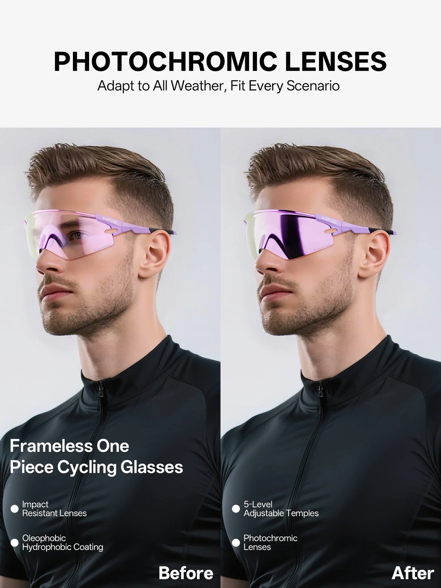 Red Photochromic Cycling Glasses UV400 Men Women Cycling Sunglasses Road Bicycle Goggle MTB Cycling Eyewear