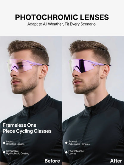 Red Photochromic Cycling Glasses UV400 Men Women Cycling Sunglasses Road Bicycle Goggle MTB Cycling Eyewear