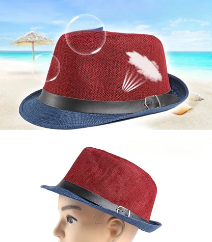 Spring and Summer Patchwork Men's Jazz Hat  Unisex Fashionable Fedoras Hat for Women