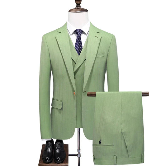 27 Colors ( Blazer + Vest + Pants ) Boutique Fashion Plaid Formal Office Business Mens Suit Three Pieces Groom's Wedding Dress
