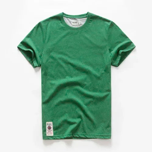 Men's T-Shirt Summer Cotton Solid T-Shirt Men's Short Sleeve Tee Fancy Yarns High Quality Classical Tops T Shirts Color Wine Blu