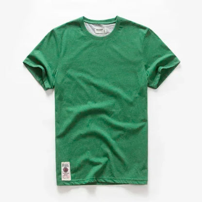 Men's T-Shirt Summer Cotton Solid T-Shirt Men's Short Sleeve Tee Fancy Yarns High Quality Classical Tops T Shirts Color Wine Blu