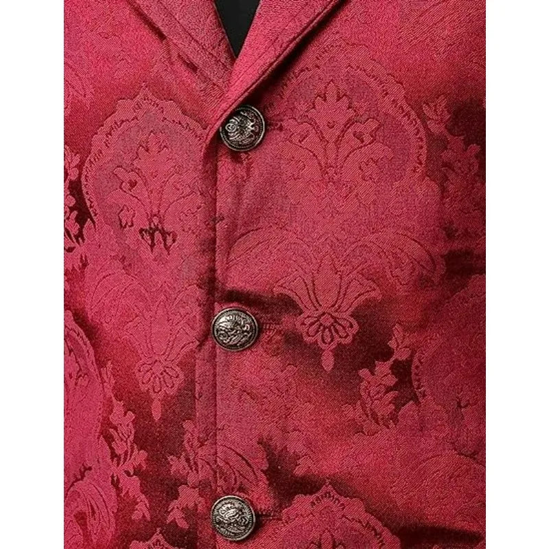 Men Suit Vests Steampunk Gothic Printed Turn Down Collar Waistcoat Male Slim Sleeveless Stage Party Casual Vests
