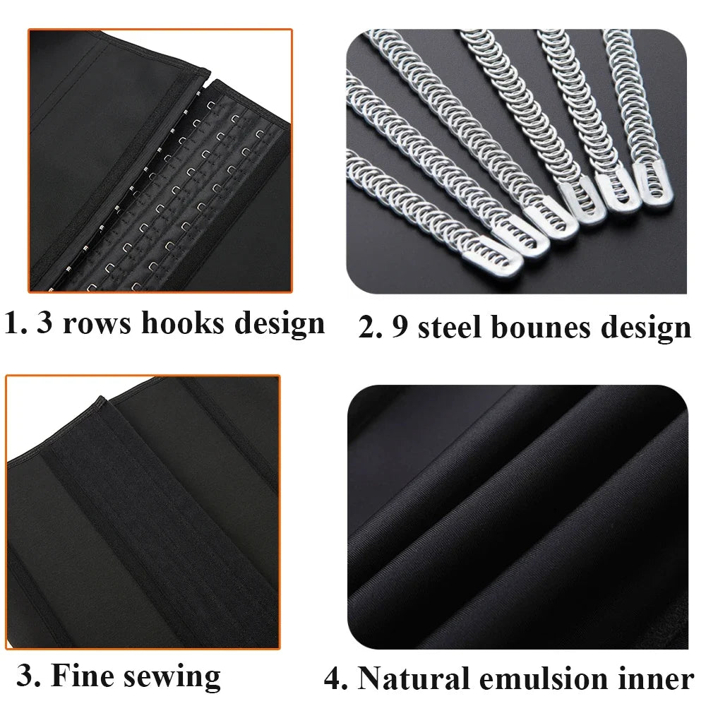 Waist Trainer corset Latex Women Plus Size Waist Cinchers Body Shaper Tummy Control  Fajas Colombianas with Hooks Slimming Belt