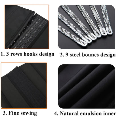 Waist Trainer corset Latex Women Plus Size Waist Cinchers Body Shaper Tummy Control  Fajas Colombianas with Hooks Slimming Belt